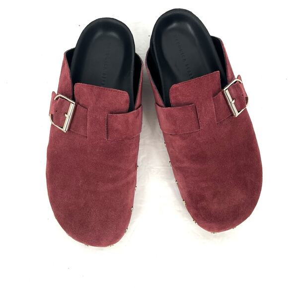 Veronica Beard Fern Suede Mule Clog Maroon Red Women's Size 9 - Picture 2 of 12